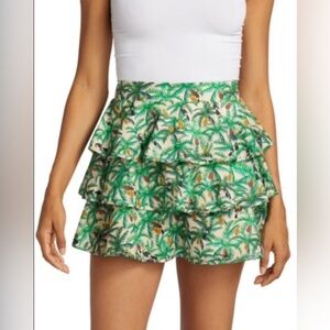 FARM Rio Leafy Green Ruffle Mini Skirt